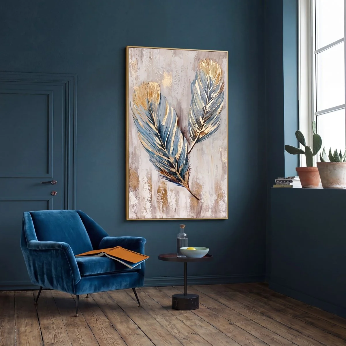 Golden Blue Feathers - Image 2