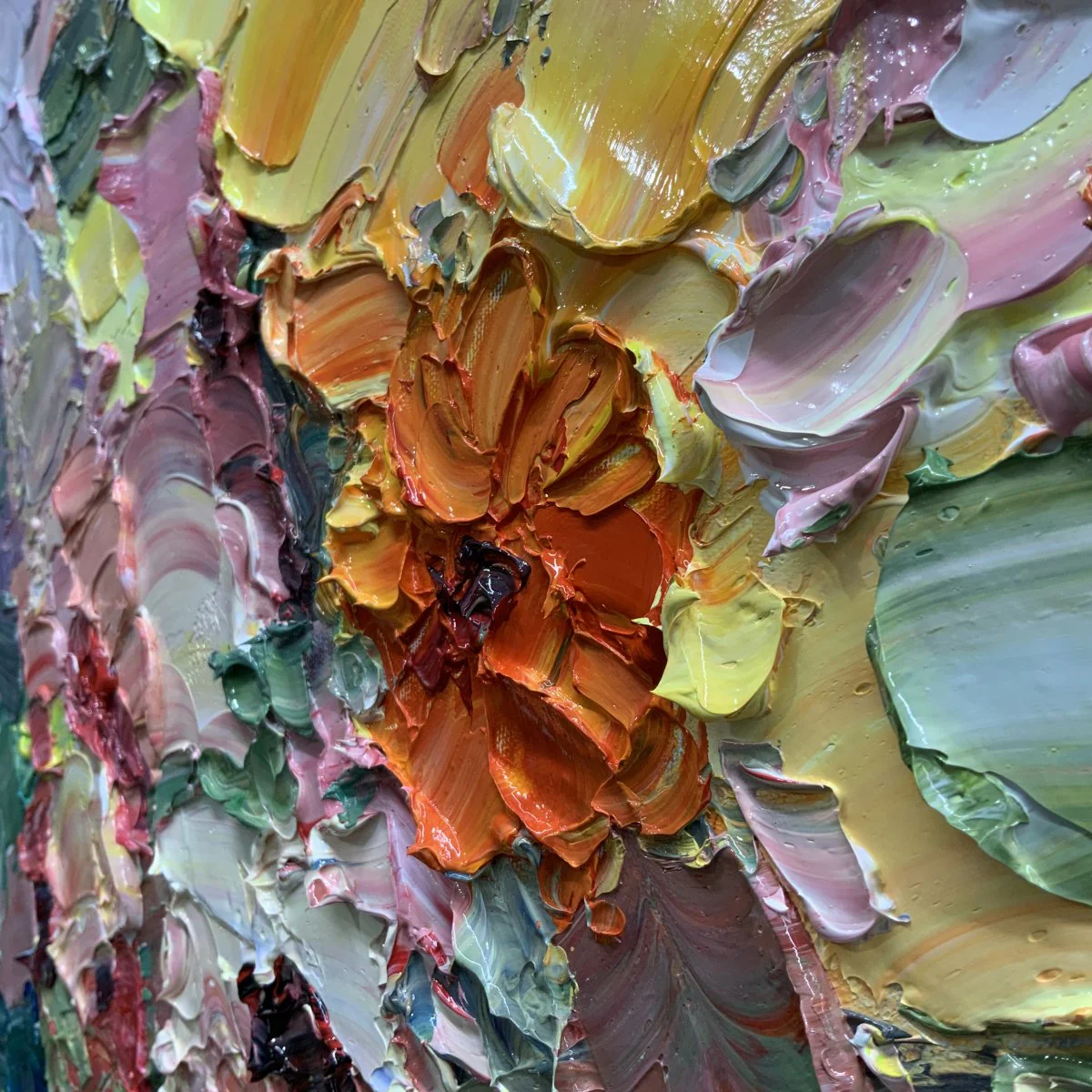 Pastel Flowers - 24x24" - Image 6